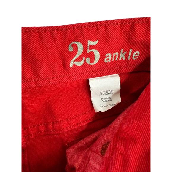 J. Crew Women Red Toothpick Ankle Jeans Slim Fit Size 25 - Picture 3 of 4
